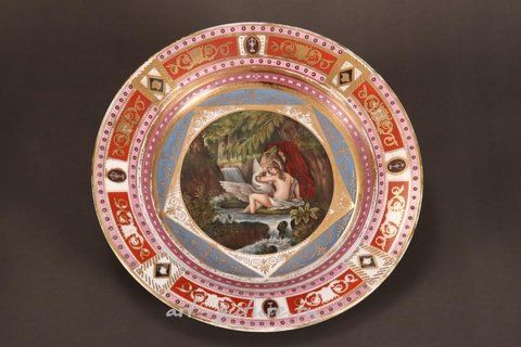 Royal Vienna, Фарфоровый поднос Royal Vienna с изображением Леды и Лебедя, диаметр 33 см