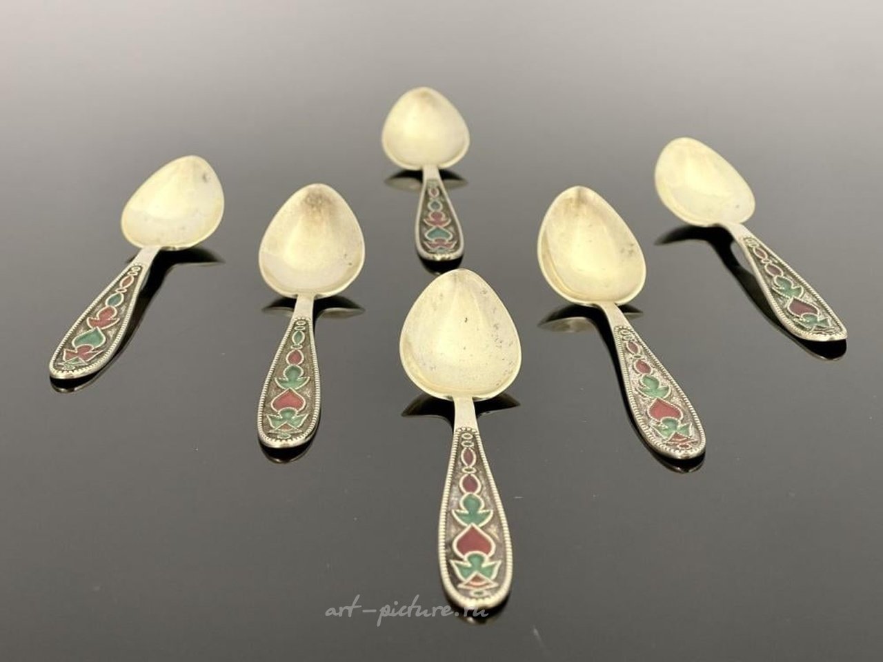 Русское серебро , Набор из шести советских русских серебряных чайных ложек