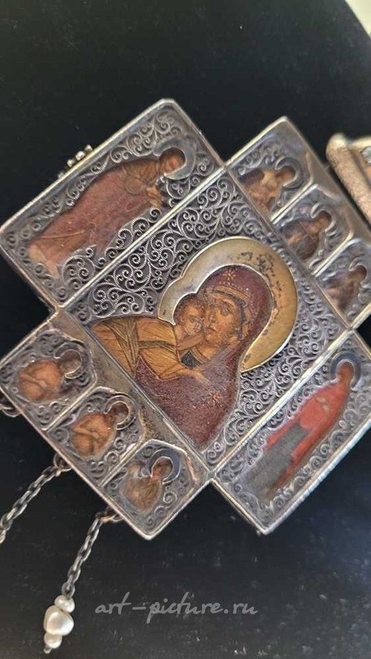 Русское серебро , Русская серебряная золотая подвеска Николая II в стандарте 84 золотника (875 пробы)...