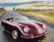 Ретро автомобиль Порше 356 масло, холст) 
