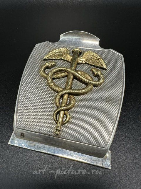 Зажим для бумаг (пресс-папье) с символом медицины, Hermès (Гермес), Франция, 244 гр, 950 пр, 10 х 7,5 см