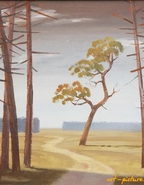 购买 孤独树木风景 油画，画布