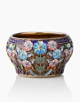 购买 盐罐。银器，镀金，珐琅。11 工艺社。俄罗斯帝国（俄罗斯）