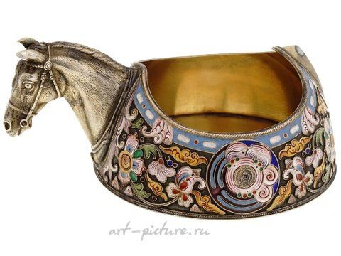 Русское серебро, Русский серебряный ковш ковш с фигурной ручкой