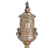 Золотая серебряная сервировка с эмалью и подставкой, Москва...