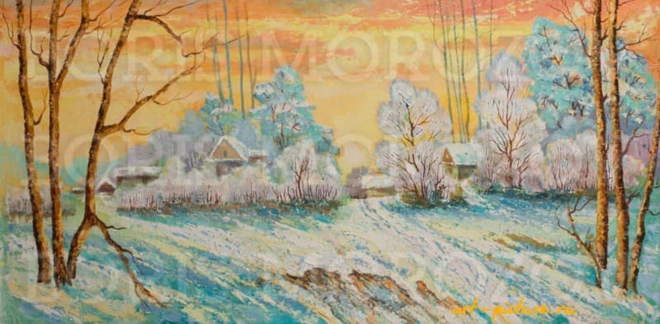 «Зимний вечер» Холст / Масло 