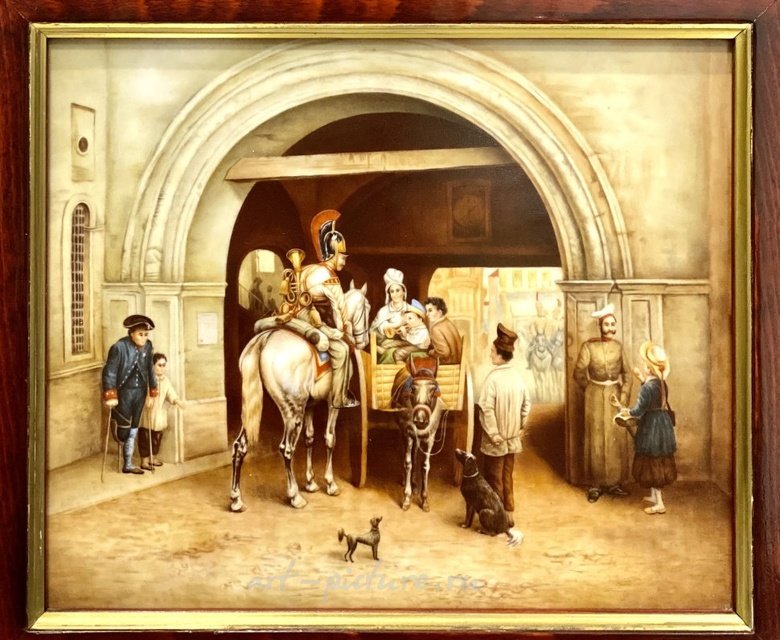 Фарфоровый пласт " Лейб-гвардии Конный полк в Париже в 1814 году "