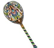 Русская серебряная ложка с эмалью