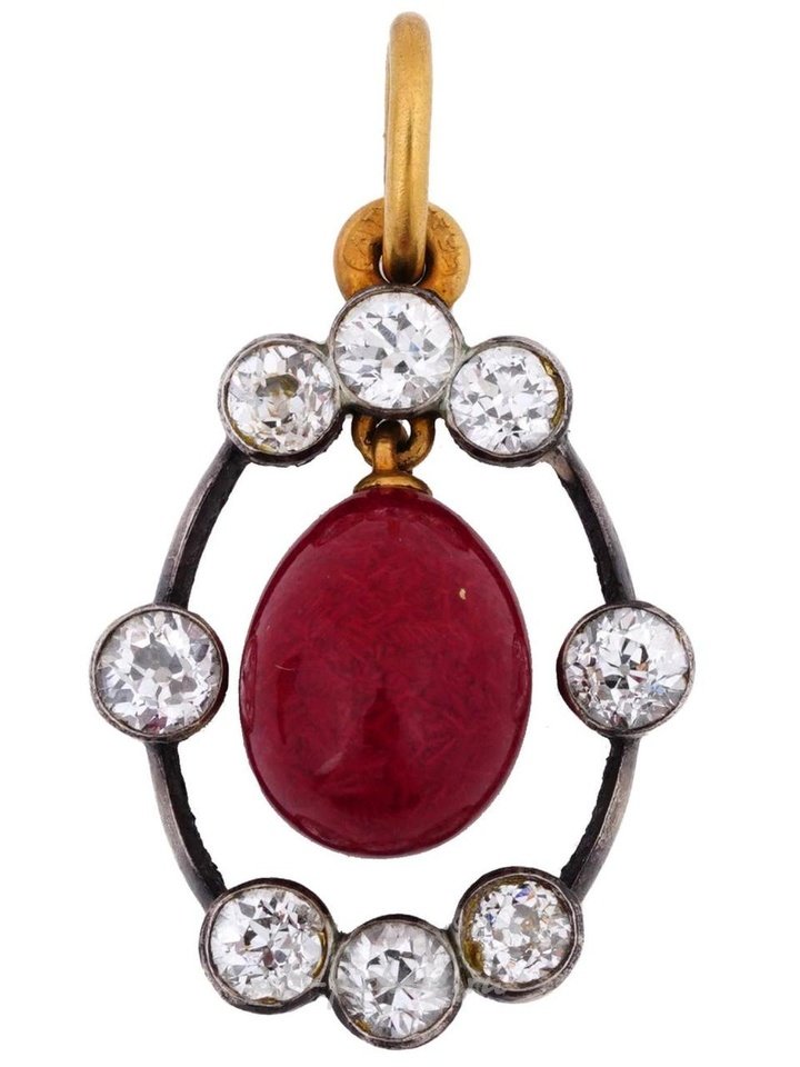 Русское серебро , Русская серебряная подвеска в форме яйца с золотым пурпурином