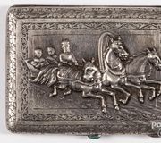 Серебряный позолоченный и ниелловый сигаретный кейс