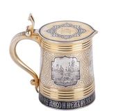 Русская серебряная позолоченная кружка с ниелло и множеством изображений...