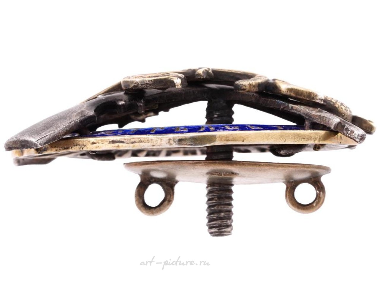 Russian silver , RUSSIAN 84 GILT SILVER NICHOLAS II ENAMEL BADGE