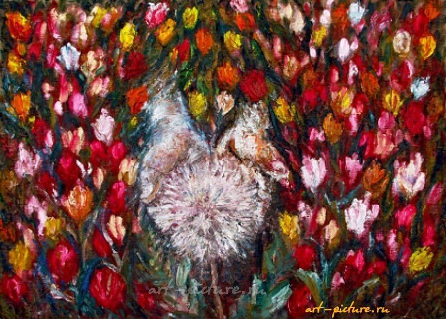 "Одуванчик" масло, холст, смешанная техника 