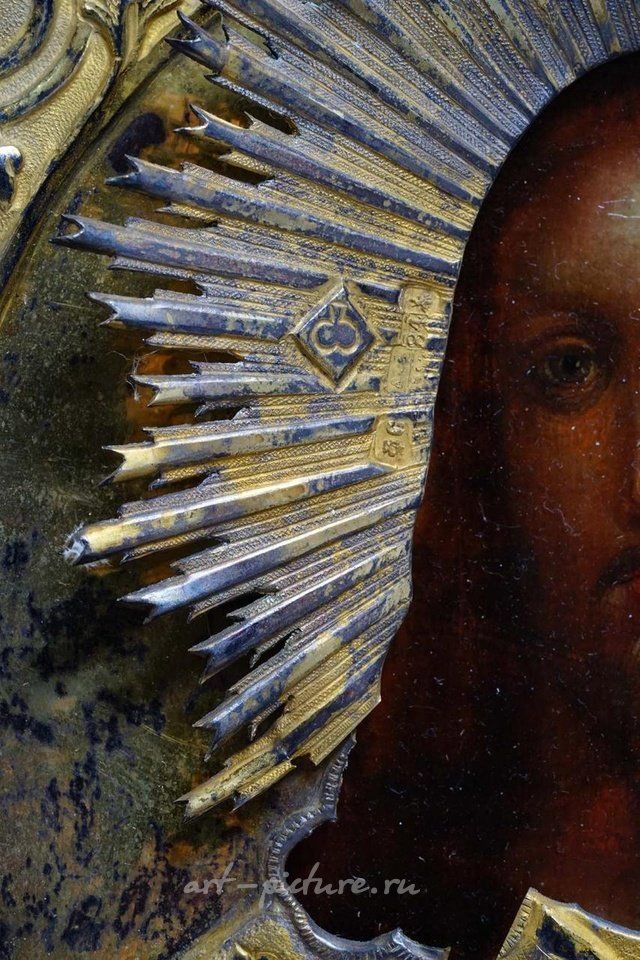 Русское серебро , Икона Христа Пантократора в серебряной ризе...