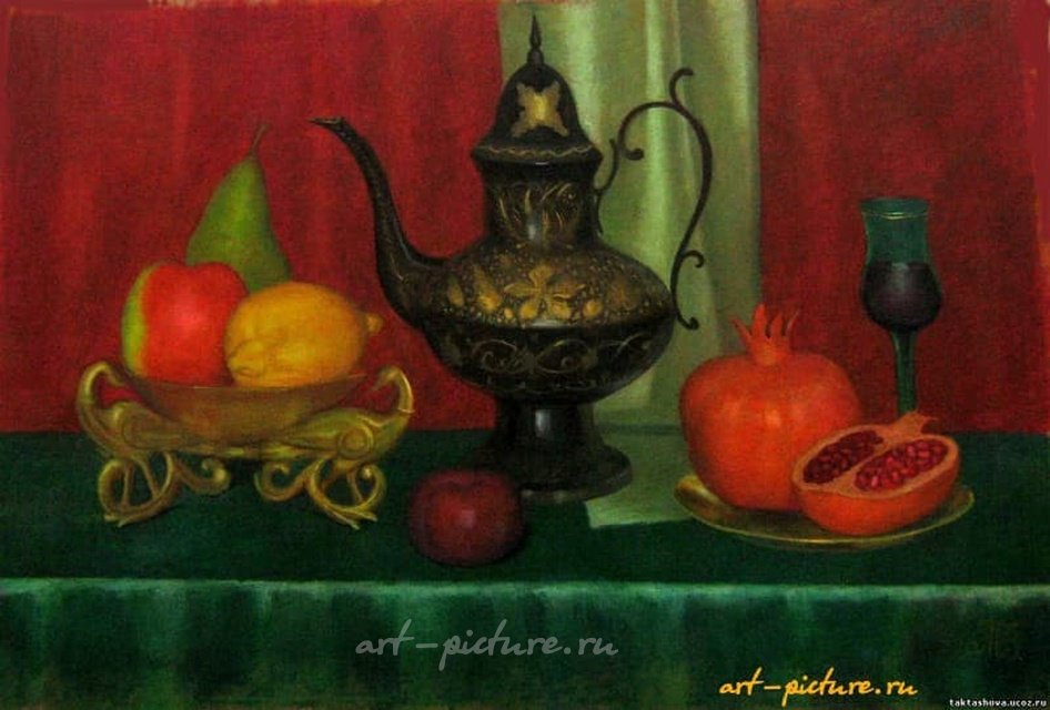 Восточный натюрморт Оргалит,масляная пастель