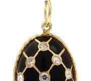 Серебряное яйцо с позолотой, бриллиантами и эмалью, 84 пробы