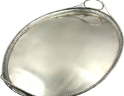 Серебряный ​поднос в русском стиле 18 век с боковыми ручками 1798 год Калуга