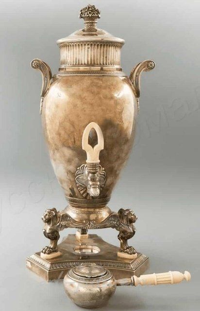 Бульотка в стиле ампир, Puiforcat, Франция, Париж, ХIХ век, серебро, костяные вставки