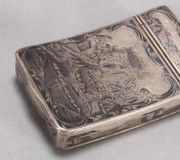 Русская серебряная и ниелловая табакерка 19 века