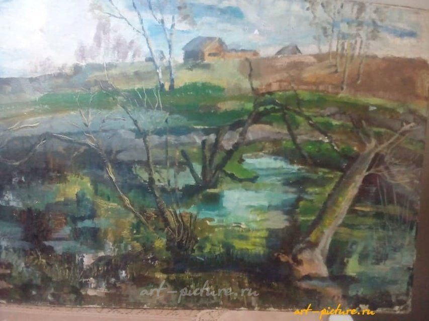 Весна холст на картоне.масло 