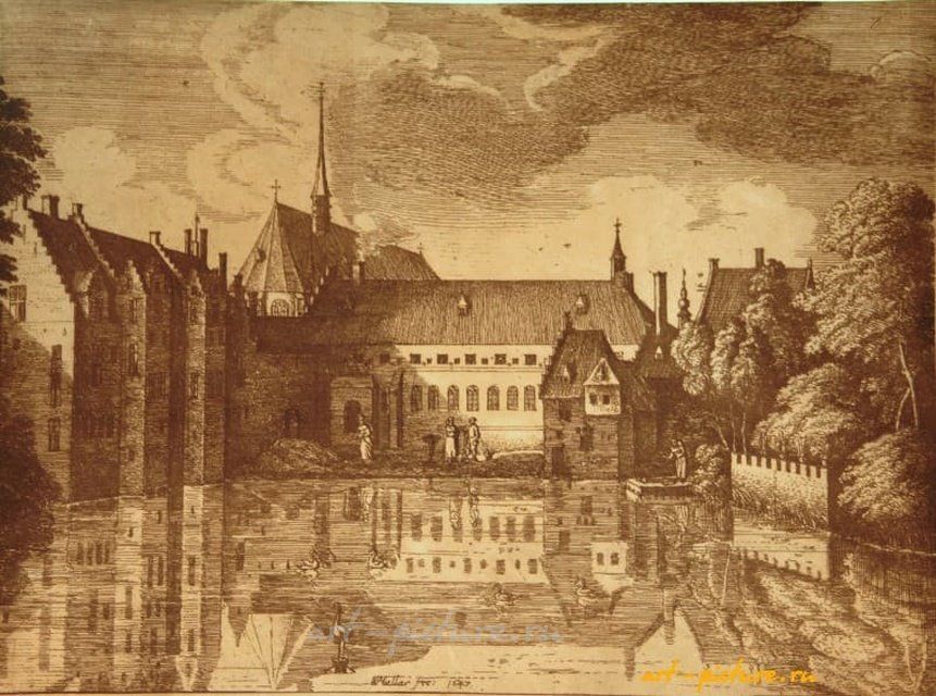 Аббатство гравюра на натуральной коже 