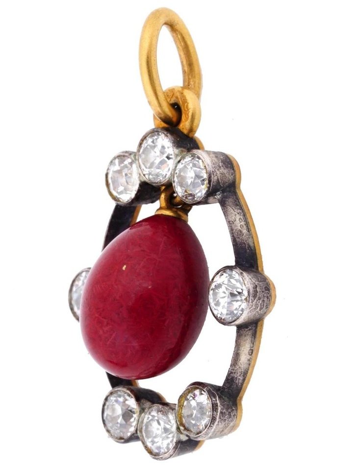 Русское серебро , Русская серебряная подвеска в форме яйца с золотым пурпурином