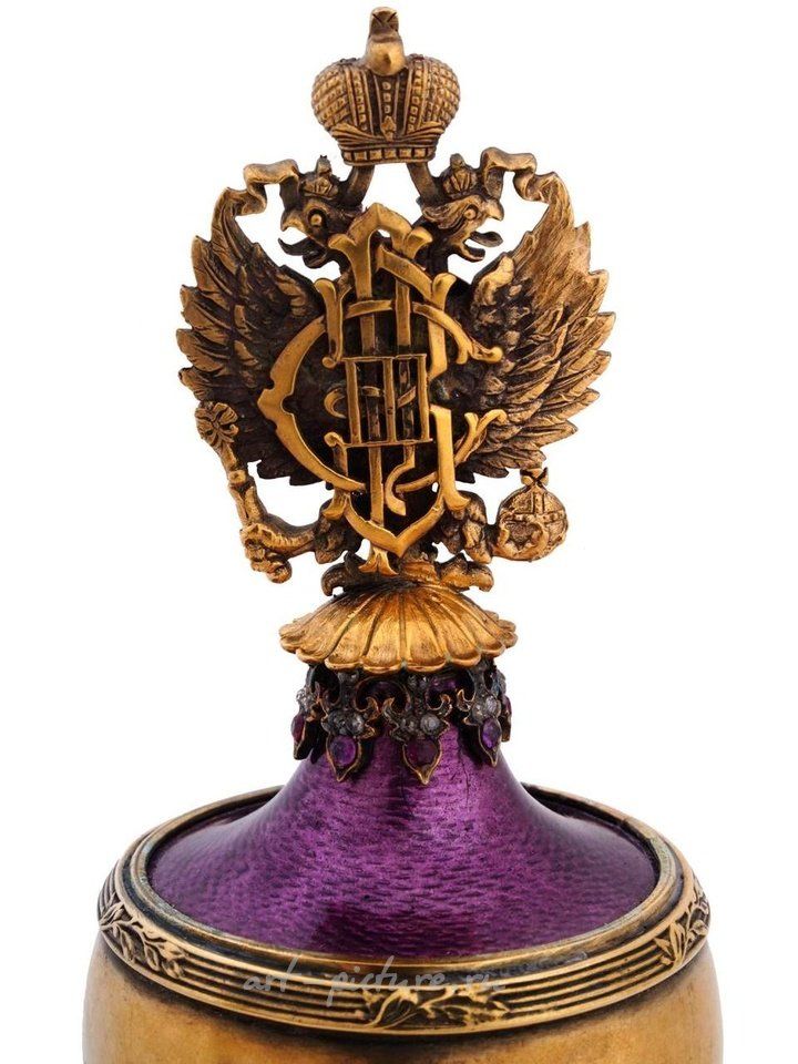 Русское серебро , Русская золоченая серебряная эмаль, рубин, бриллианты - бутылка