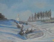 Зимний пейзаж Холст на картоне, масло 