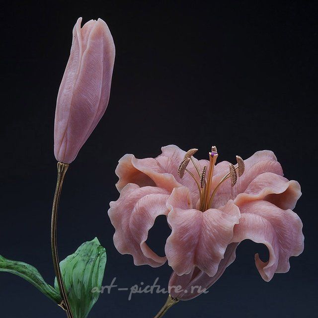 Розовая лилия. Камнерезная флористика