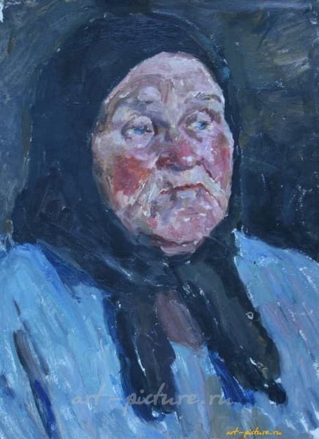 Этюд к картине "Разговор" Герой Соц. труда Шарикова. Картон, масло 45 х 33 см