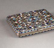 Серебряный позолоченный и эмалевый сигаретный кейс в технике клоизонне, Россия