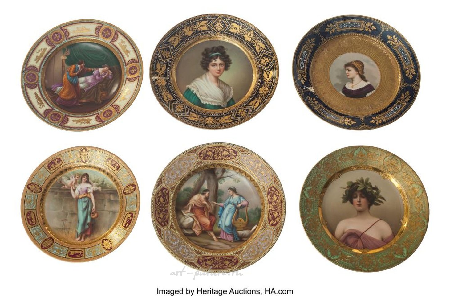 Royal Vienna , Фарфоровые тарелки с эротическими изображениями, 19 век