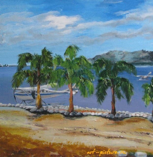 Самолеты н6 воде акрил, холст 