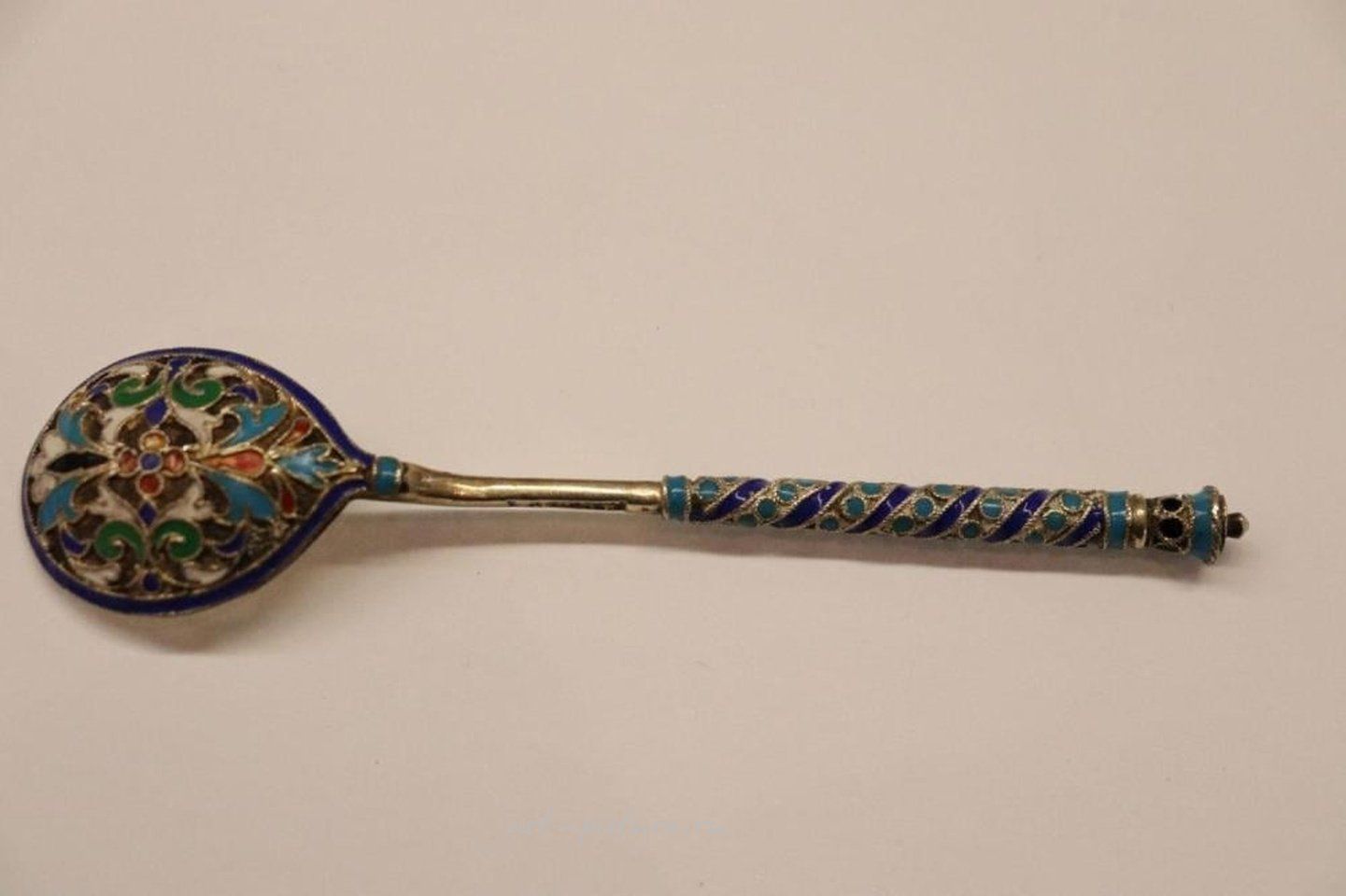 Русское серебро , Серебряная ложка - Шамплеве эмаль, клеймо 84 пробы "BC"