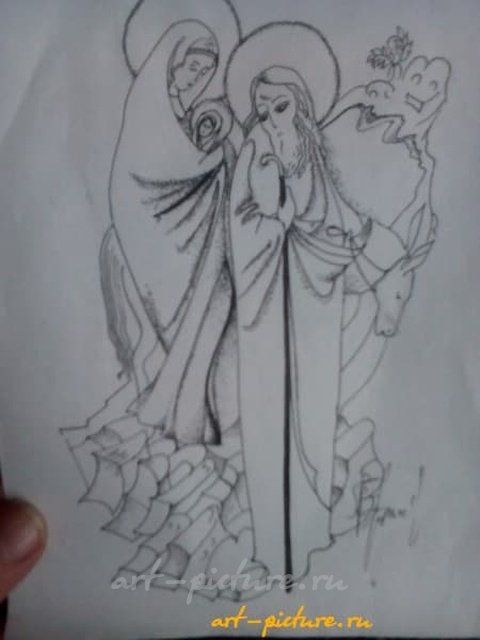 Иллюстрация в газету "Бегство в Египет" Бумага,гелевая ручка-графический рисунок 