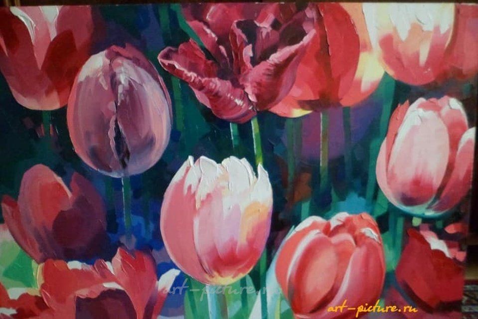 Тюльпаны масло, холст 