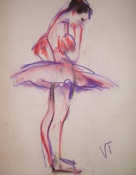 купить Призадумалась пастель,бумага