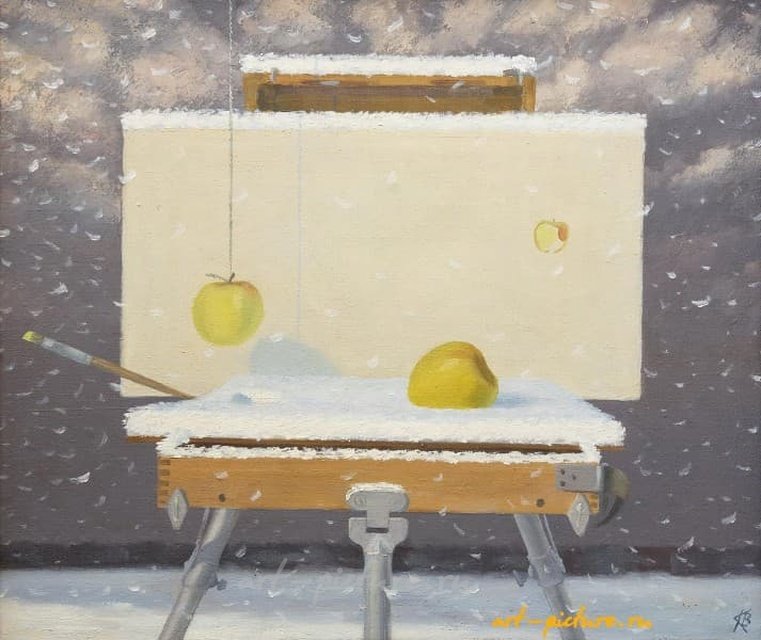 Первый снег масло, холст 