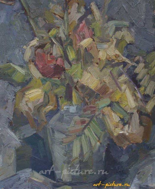 Сухие цветы. ДВП, масло. 42 х 36 см.