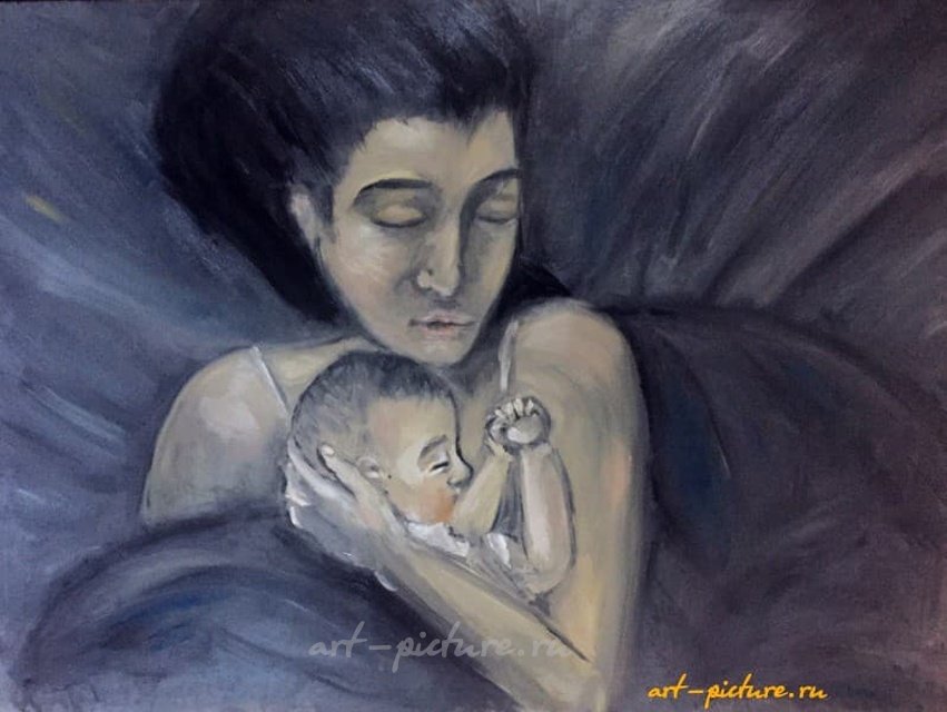 Материнство Масло, фанера 