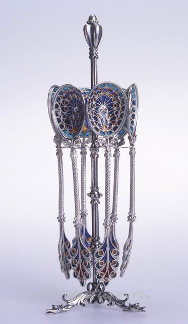 НАБОР ЧАЙНЫХ ЛОЖЕК НА ПОДСТАВКЕ ГОЛОВАНОВ ВАЛЕРИЙ