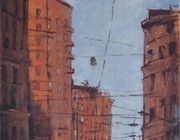 "Вечереет" масло, бумага 