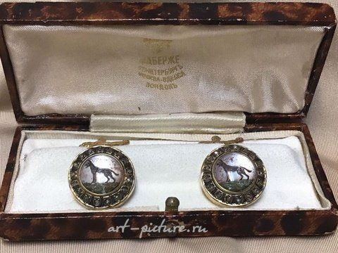 Русское серебро, Серебряная подвеска Российской империи 84 проба с позолотой, бриллиантами и интаглио с изображением собаки и...