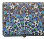 Серебряный золоченый и клоизоне сигаретный футляр, крышка с...