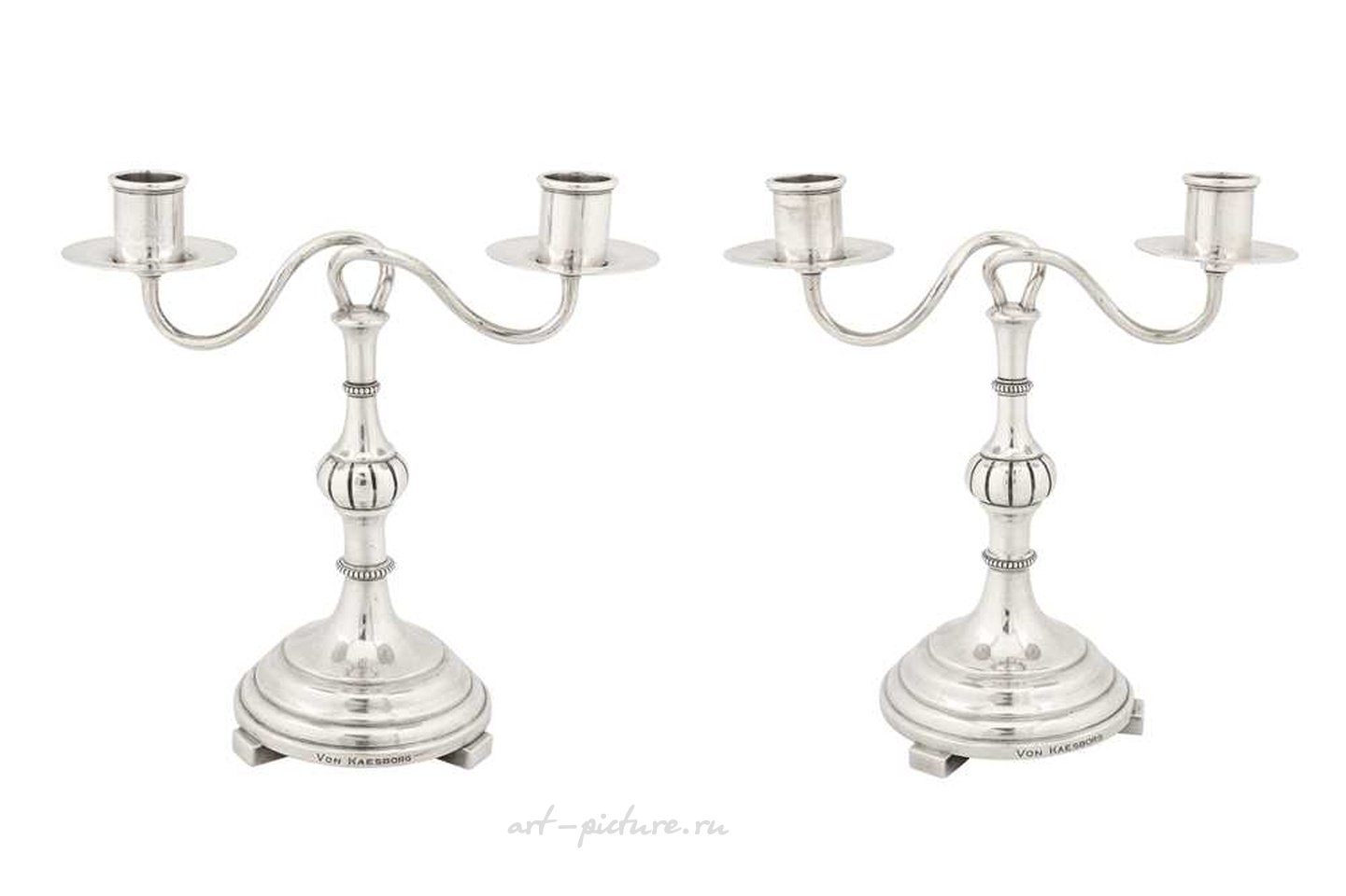 Русское серебро , Пара серебряных двухсветных канделябров начала XX века