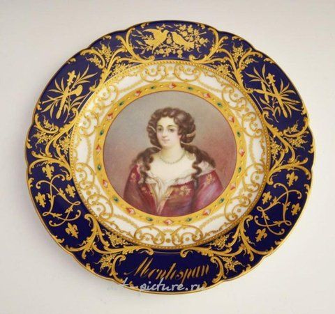 Royal Vienna, Золоченая тарелка с портретом Мадам де Монтеспан