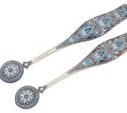 Серебряные чайные ложки с золочением и эмалью в технике клоизонне