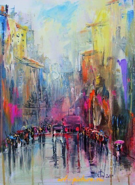 Мокрый проспект акрил,холст