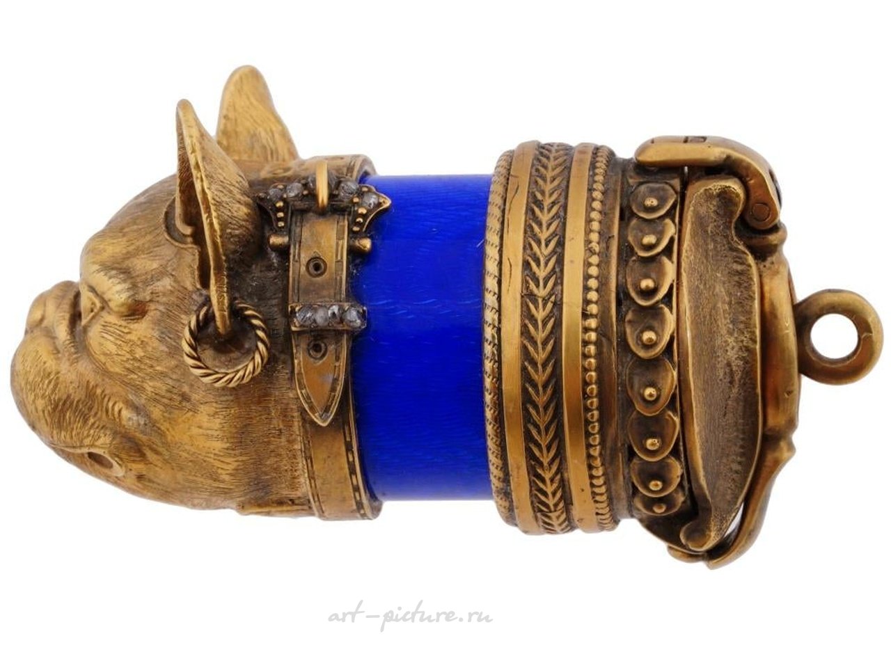 Русское серебро , Русская позолоченная серебряная эмаль, рубин и бриллианты - пилюльница