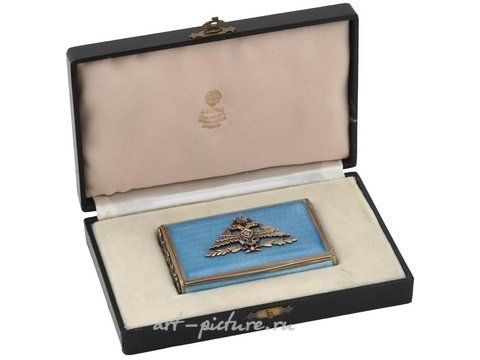 Русское серебро, Серебряный чехол для сигарет с эмалью и бриллиантами